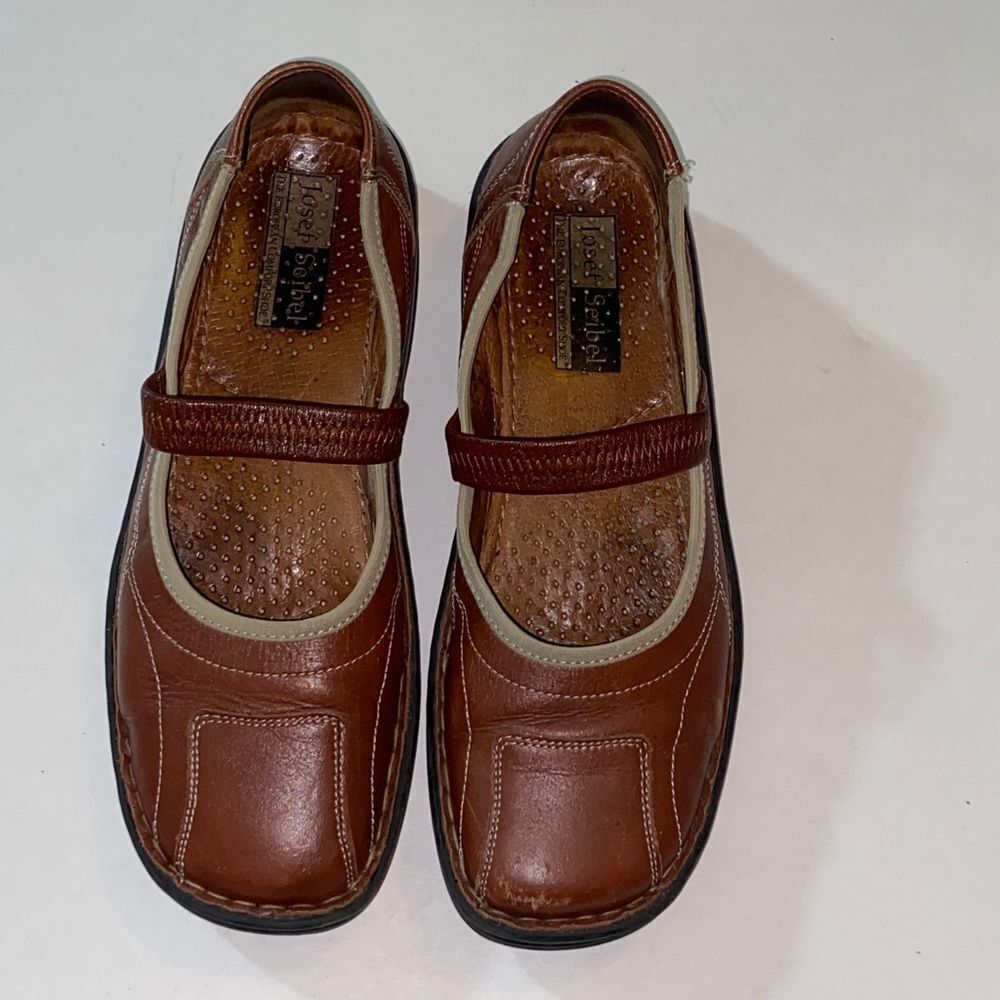 VTG,Joset Seibel Brown Leather Mary Jane Shoes Size 40